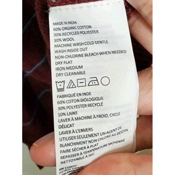 prAna Womens Wool Blend Milani Tunic Large Maroon Stripe Long Sleeve Hood NWT - Picture 6 of 6